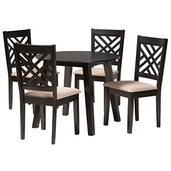 Baxton Studio Ellie 5 pc Dining Set with Lattice-Back Chairs