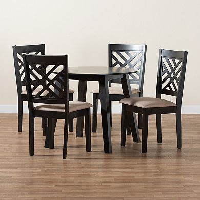 Baxton Studio Ellie 5-Piece Dining Set with Lattice-Back Chairs