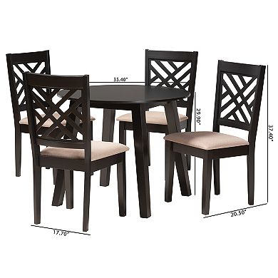 Baxton Studio Ellie 5-Piece Dining Set with Lattice-Back Chairs