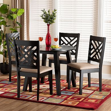 Baxton Studio Ellie 5-Piece Dining Set with Lattice-Back Chairs