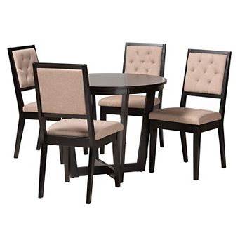 Baxton Studio Kala 5 pc Dining Set with Upholstered Chairs