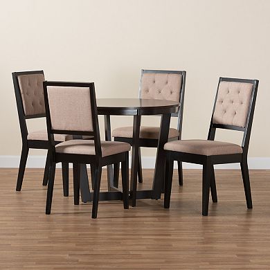 Baxton Studio Kala 5-Piece Dining Set with Upholstered Chairs
