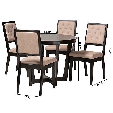 Baxton Studio Kala 5-Piece Dining Set with Upholstered Chairs