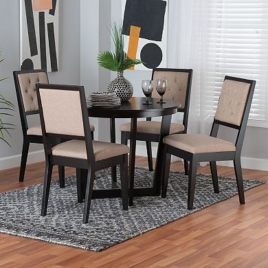 Baxton Studio Kala 5-Piece Dining Set with Upholstered Chairs