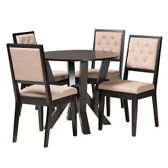 Baxton Studio Kai 5 pc Dining Set with Upholstered Chairs