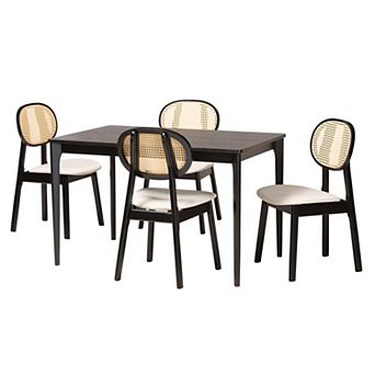 Baxton Studio Darrion 5 pc Dining Set with Cane-Back Chairs