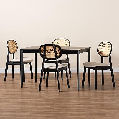 Baxton Studio Darrion 5-Piece Dining Set with Cane-Back Chairs