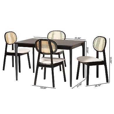 Baxton Studio Darrion 5-Piece Dining Set with Cane-Back Chairs
