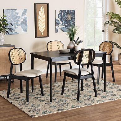 Baxton Studio Darrion 5-Piece Dining Set with Cane-Back Chairs