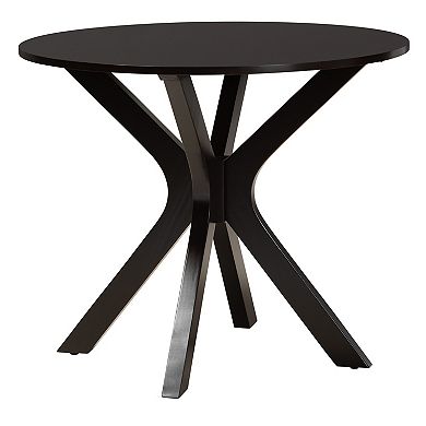 Baxton Studio Sanne 5-Piece Dining Set with Round Table and Upholstered Chairs