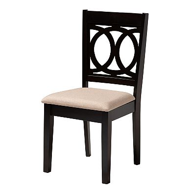 Baxton Studio Sanne 5-Piece Dining Set with Round Table and Upholstered Chairs
