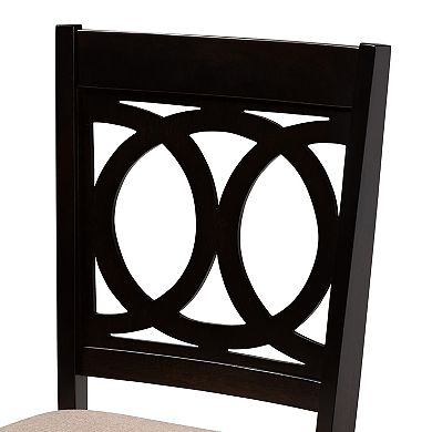 Baxton Studio Sanne 5-Piece Dining Set with Round Table and Upholstered Chairs