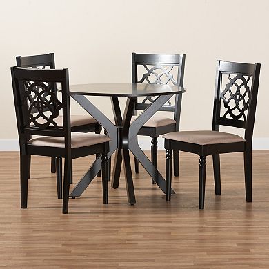 Baxton Studio Sadie 5-Piece Dining Set with Decorative Chair Backs