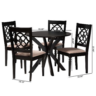Baxton Studio Sadie 5-Piece Dining Set with Decorative Chair Backs