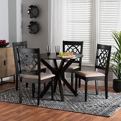 Baxton Studio Sadie 5-Piece Dining Set with Decorative Chair Backs