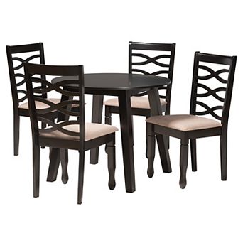 Baxton Studio Ruby 5 pc Dining Set with Round Table and Upholstered Chairs