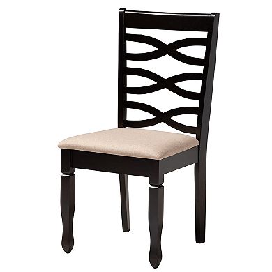 Baxton Studio Ruby 5-Piece Dining Set with Round Table and Upholstered Chairs