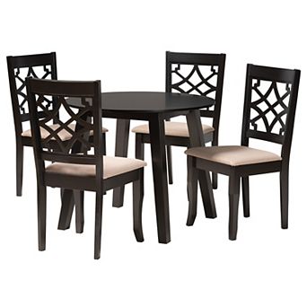 Baxton Studio Thea Upholstered Chairs & Table 5 pc Dining Set