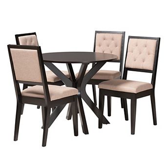 Baxton Studio Mana 5 pc Dining Set with Tufted Chairs