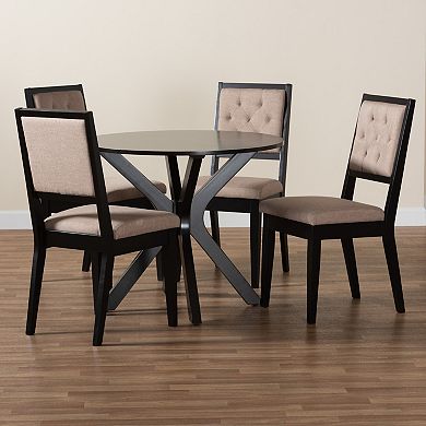 Baxton Studio Mana 5-Piece Dining Set with Tufted Chairs