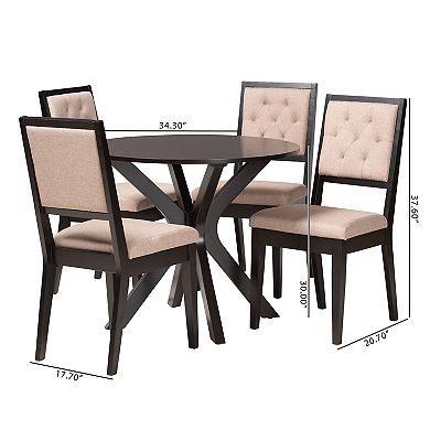 Baxton Studio Mana 5-Piece Dining Set with Tufted Chairs