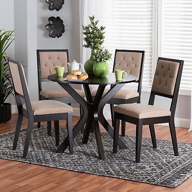 Baxton Studio Mana 5-Piece Dining Set with Tufted Chairs