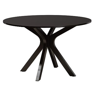 Baxton Studio Mana 7-Piece Dining Set with Round Table and Upholstered Chairs