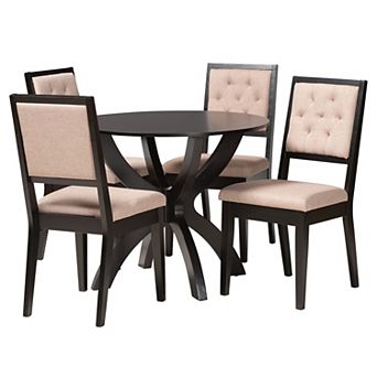 Baxton Studio Noe 5 pc Dining Set with Tufted Chairs