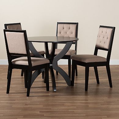 Baxton Studio Noe 5-Piece Dining Set with Tufted Chairs