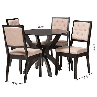 Baxton Studio Noe 5-Piece Dining Set with Tufted Chairs
