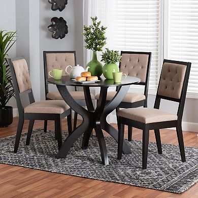 Baxton Studio Noe 5-Piece Dining Set with Tufted Chairs