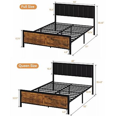 Opoiar Upholstered Platform Bed Frame with Headboard and Footboard