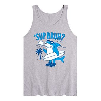 Men's "Sup Bruh?" Surfing Shark Graphic Tank Top