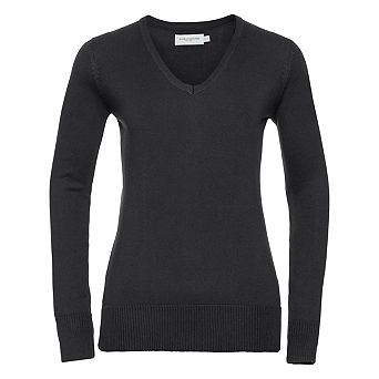 Russell Collection Ladies/Womens V-Neck Knitted Pullover Sweatshirt