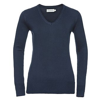 Russell Collection Ladies/Womens V-Neck Knitted Pullover Sweatshirt
