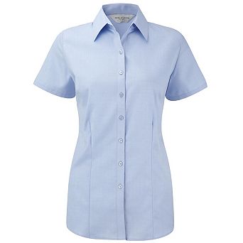 Russell Collection Womens/Ladies Herringbone Short-Sleeved Shirt