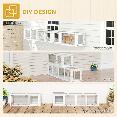 PawHut 98" Cat Tunnel Outdoor with Combinable Design, Doors,