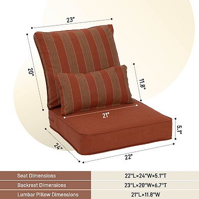Aoodor Outdoor/Indoor Deep Seat Chair Cushion Set - 22 x 24 inches