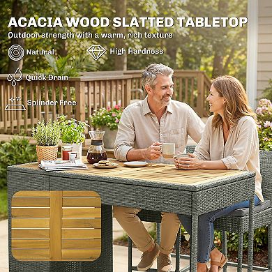 Outsunny Outdoor Bar Set, 3 Tier Bar Height Patio Table and Chairs,