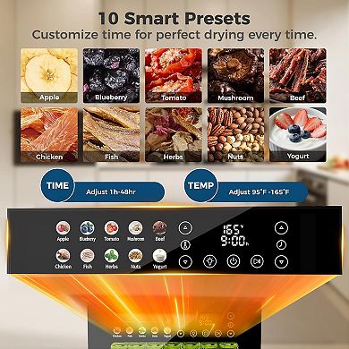 OSTBA Food Dehydrator, 12Trays, 95165℉, 48h Digital Timer, Recipe for Fruit, Vegetable, Jerky, Herb