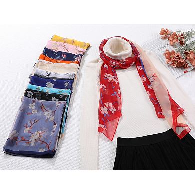 Women's Floral Multicolor Scarf, Lightweight Pattern 50s Sunscreen Head Wrap Scarves for Summer