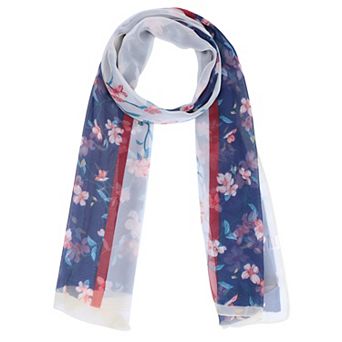 Women's Floral Multicolor Scarf, Lightweight Pattern 50s Sunscreen Head Wrap Scarves for Summer
