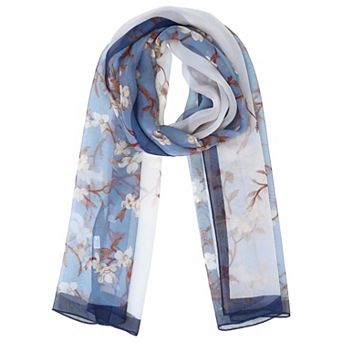 Women's Floral Multicolor Scarf, Lightweight Pattern 50s Sunscreen Head Wrap Scarves for Summer