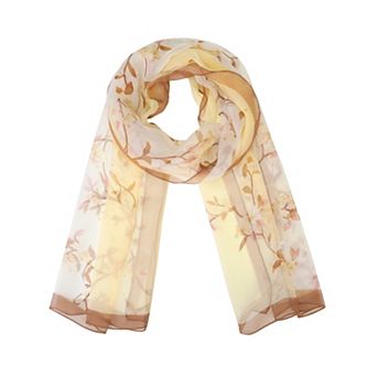 Women's Floral Multicolor Scarf, Lightweight Pattern 50s Sunscreen Head Wrap Scarves for Summer