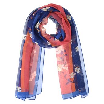 Women's Floral Multicolor Scarf, Lightweight Pattern 50s Sunscreen Head Wrap Scarves for Summer