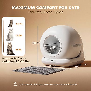 PawHut Automatic Litter Box, Self Cleaning Litter Box for Multiple Cats