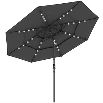 Outsunny 9.7 ft Outdoor Patio Umbrella with Lights,