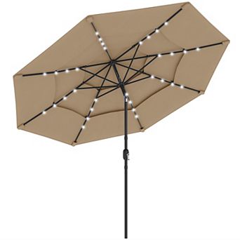 Outsunny 9.7 ft Outdoor Patio Umbrella with Lights,