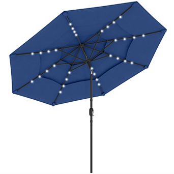 Outsunny 9.7 ft Outdoor Patio Umbrella with Lights