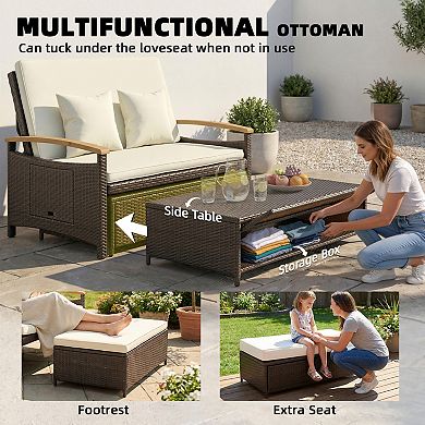 Outsunny Rattan Outdoor Daybed w/4-Level Adjustable Backrest,